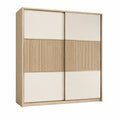 Armadio scorrevole in legno composito e melaminico beige e rovere