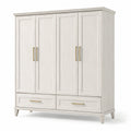 Armadio in Legno MDF con Quattro Ante e Cassetti Bianco