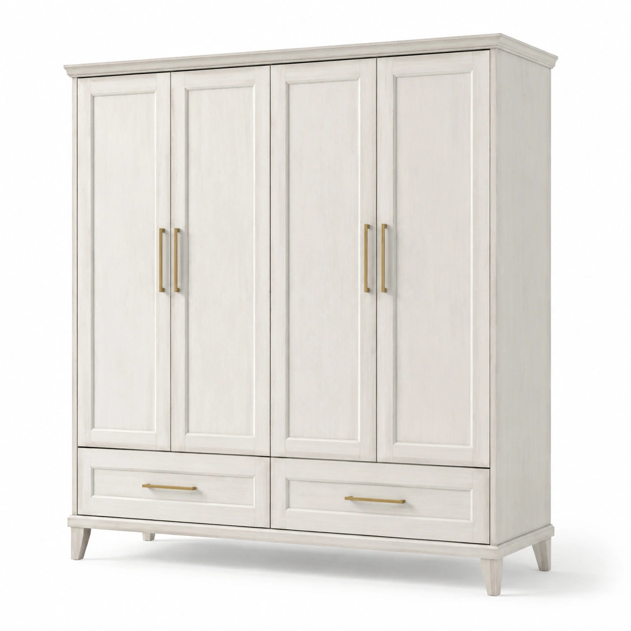 Armadio in Legno MDF con Quattro Ante e Cassetti Bianco