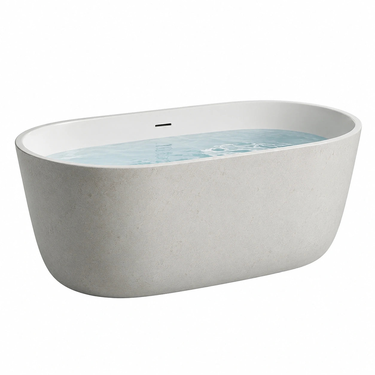 Vasca da bagno ovale freestanding resina bianco/grigio