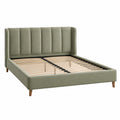 Letto matrimoniale in tessuto con doghe in legno verde