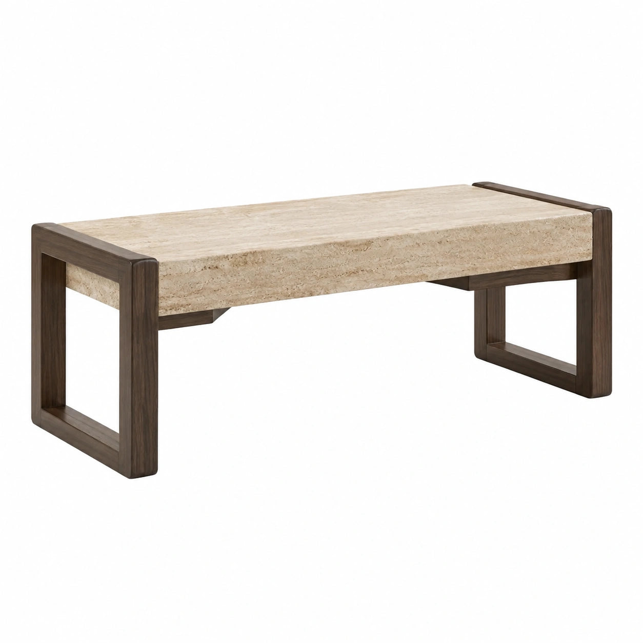 Panca in legno e travertino 120x40x45 cm
