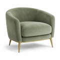 Poltrona in velluto verde con gambe in metallo dorato