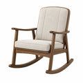 Sedia a dondolo in legno e tessuto beige con imbottitura