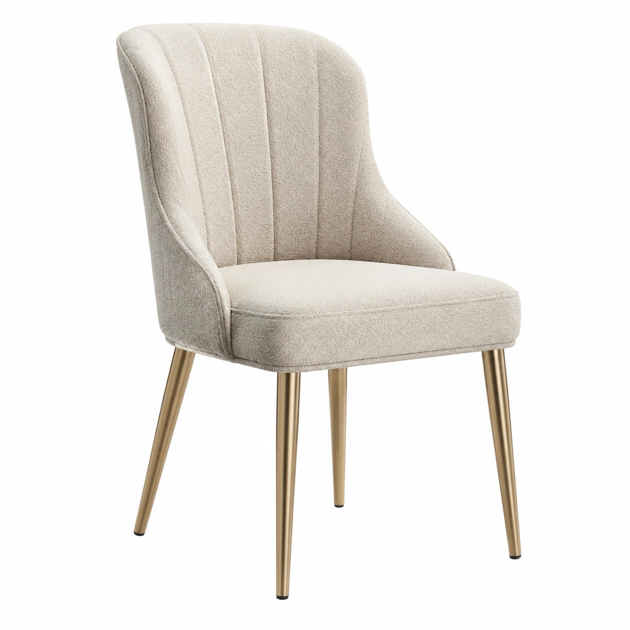 Sedia con rivestimento in poliestere beige e gambe in metallo dorato
