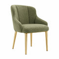 Sedia in tessuto bouclé verde con gambe in metallo